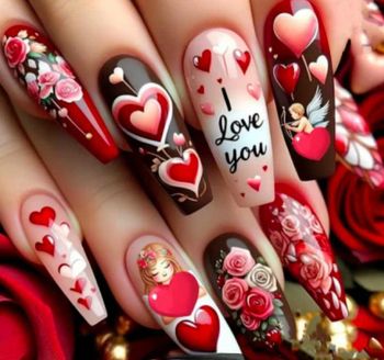 Valentine's Day Press On Nails - Red & Pink Heart Designs | Dazzling Tips