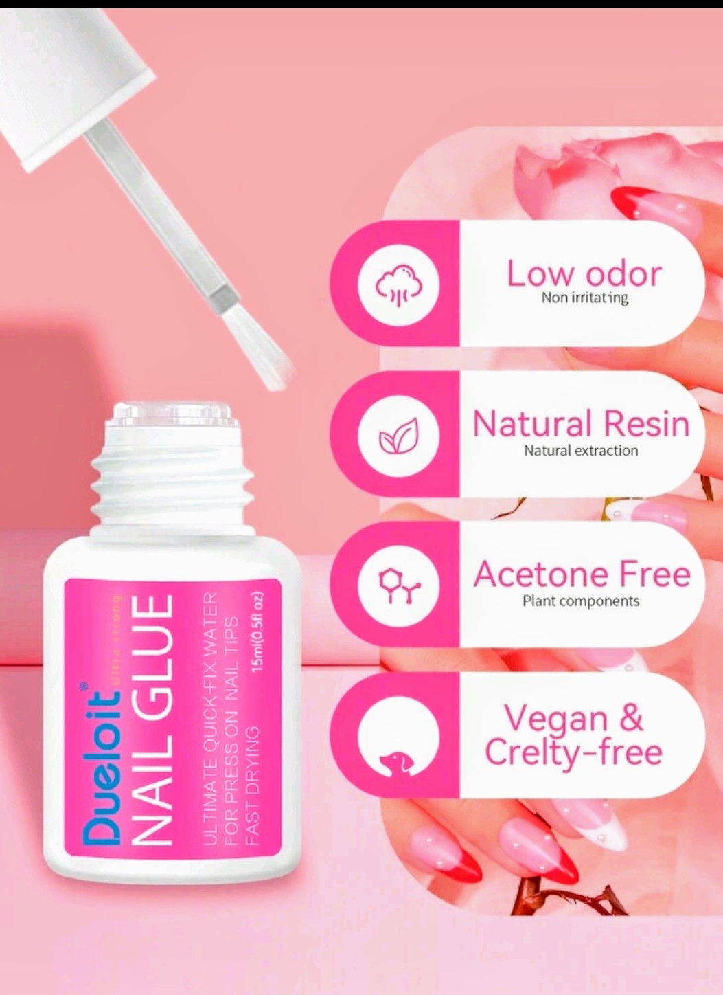 Super Strong Nail Glue for Press On Nails and Tips - 8 ml, High-Performance Formula, Full Coverage Hold, Suitable for Various Nail Types