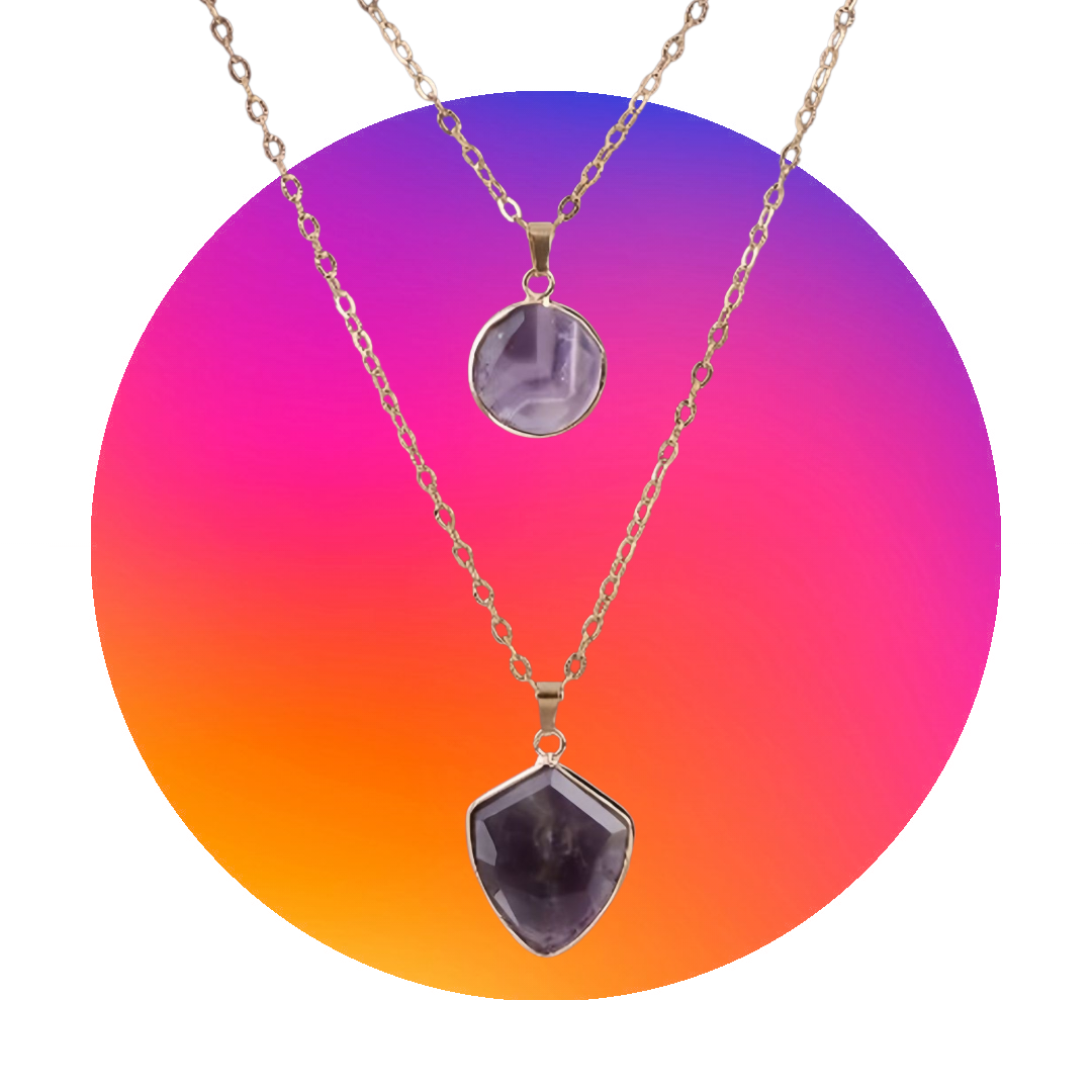 Moonstone Pendant Double Chain Necklace Mother's Day