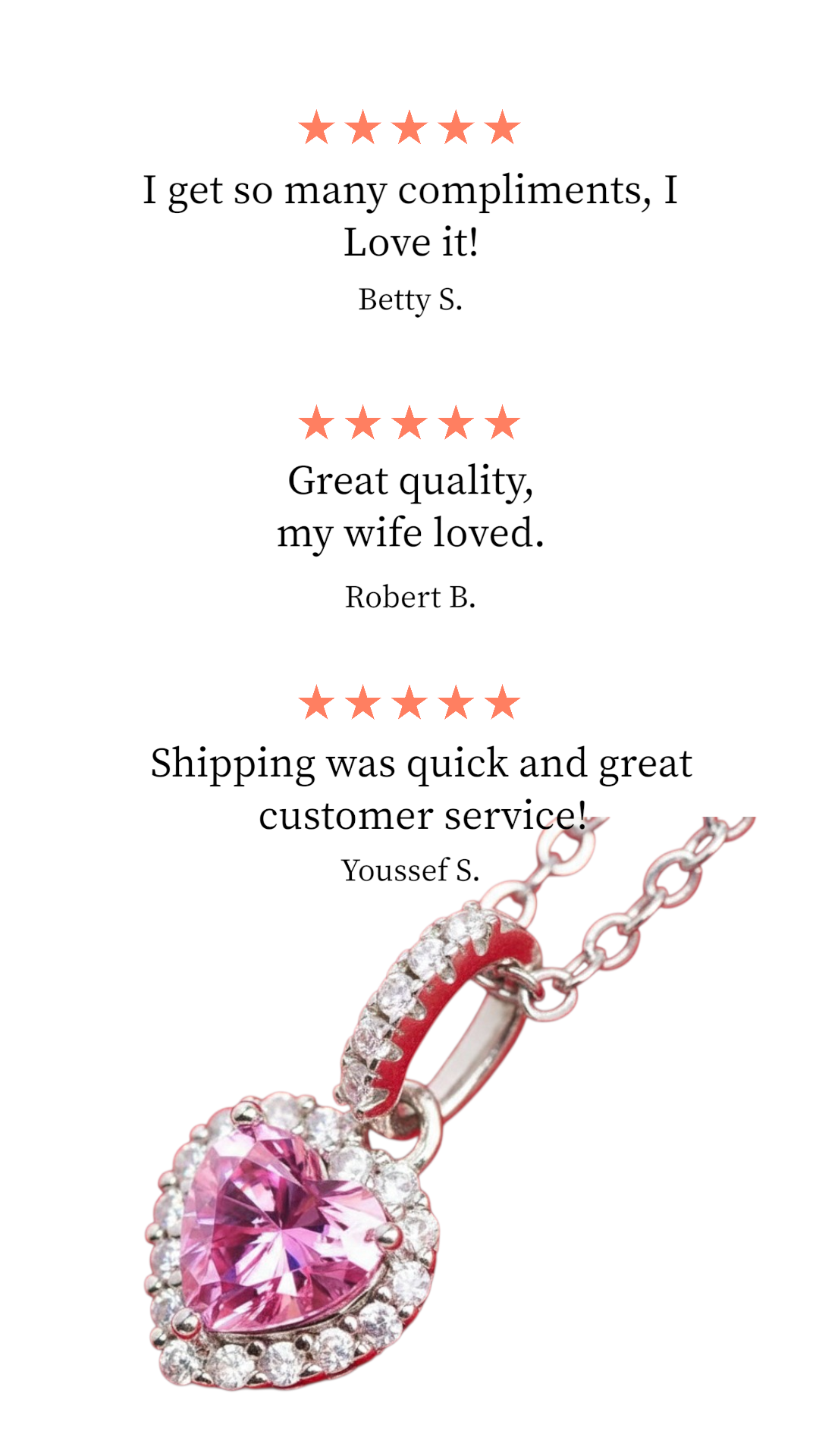 Pink Moissanite Heart Necklace - 1ct Heart Pendant in Platinum Plated Silver