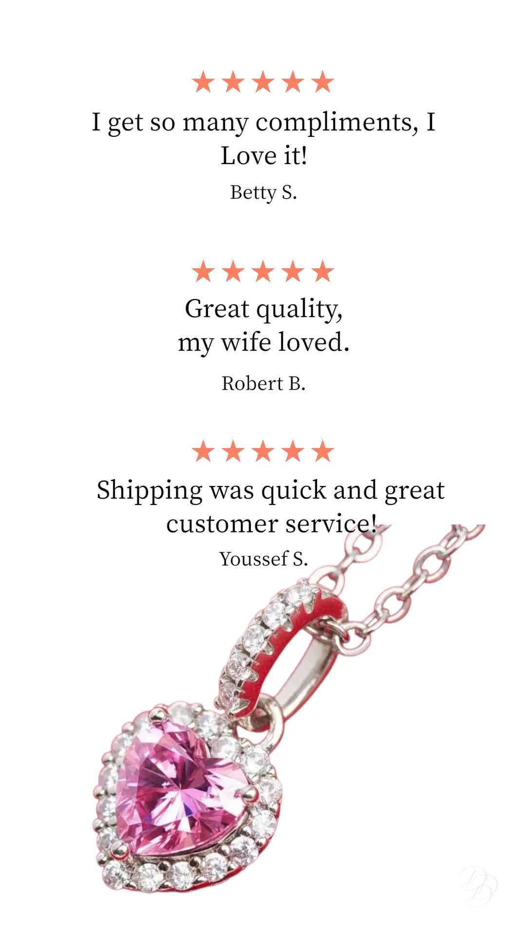 Pink Moissanite Heart Necklace - 1ct Heart Pendant in Platinum Plated Silver Trendsi