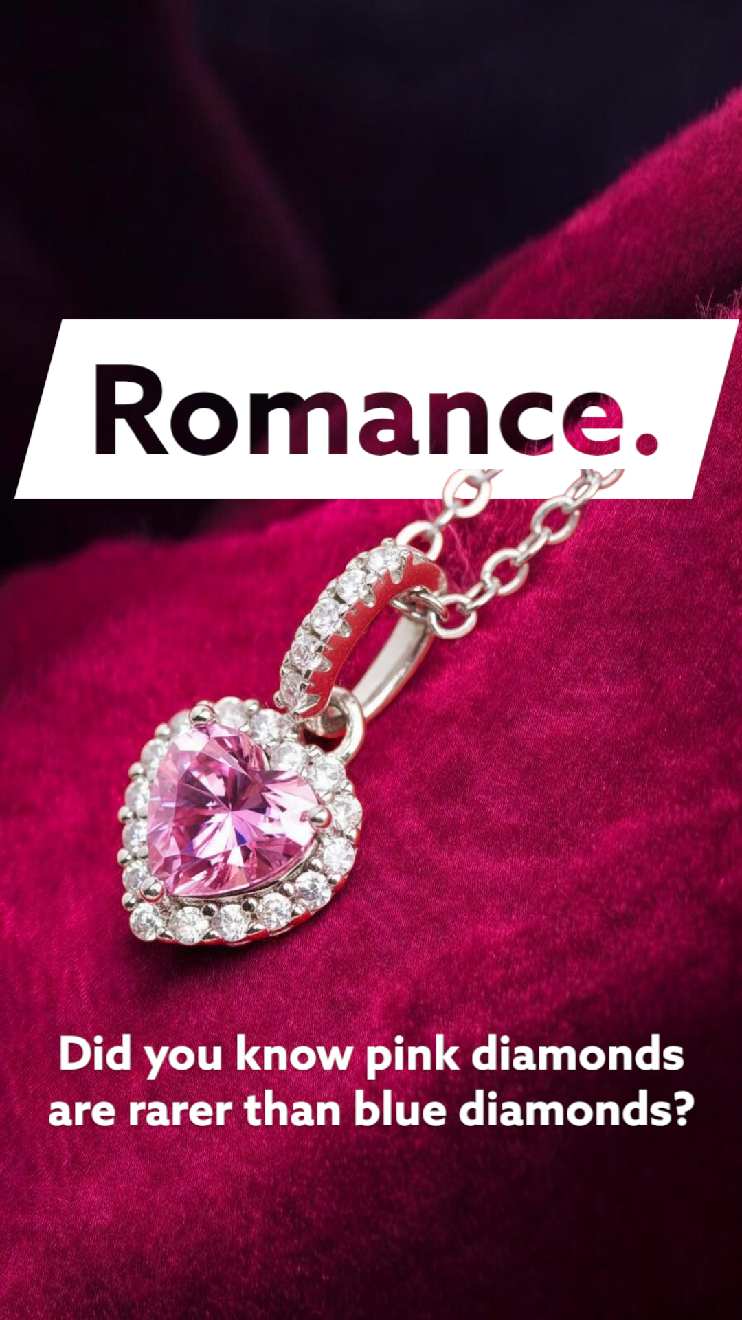 Pink Moissanite Heart Necklace - 1ct Heart Pendant in Platinum Plated Silver