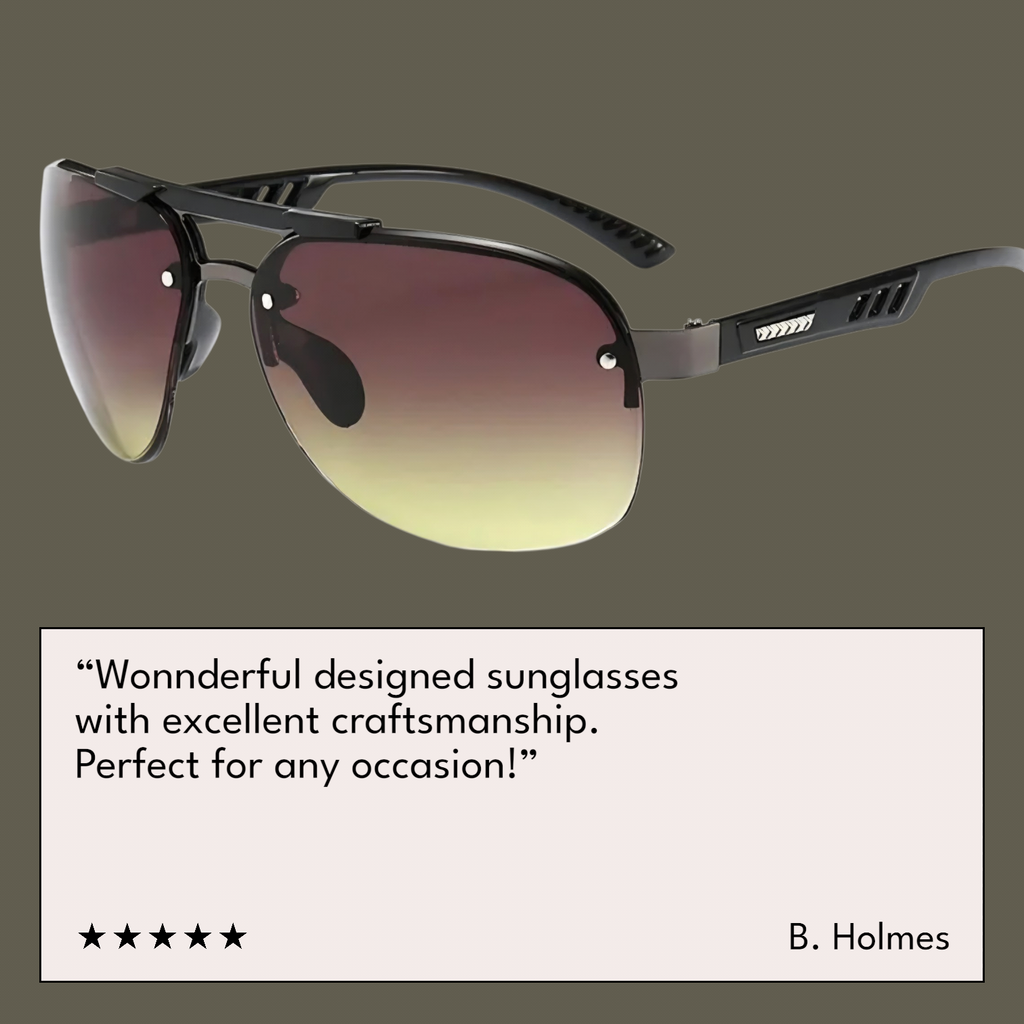Men's Rimless Aviator Sunglasses | Lightweight Flat-Top-UV400 Protection