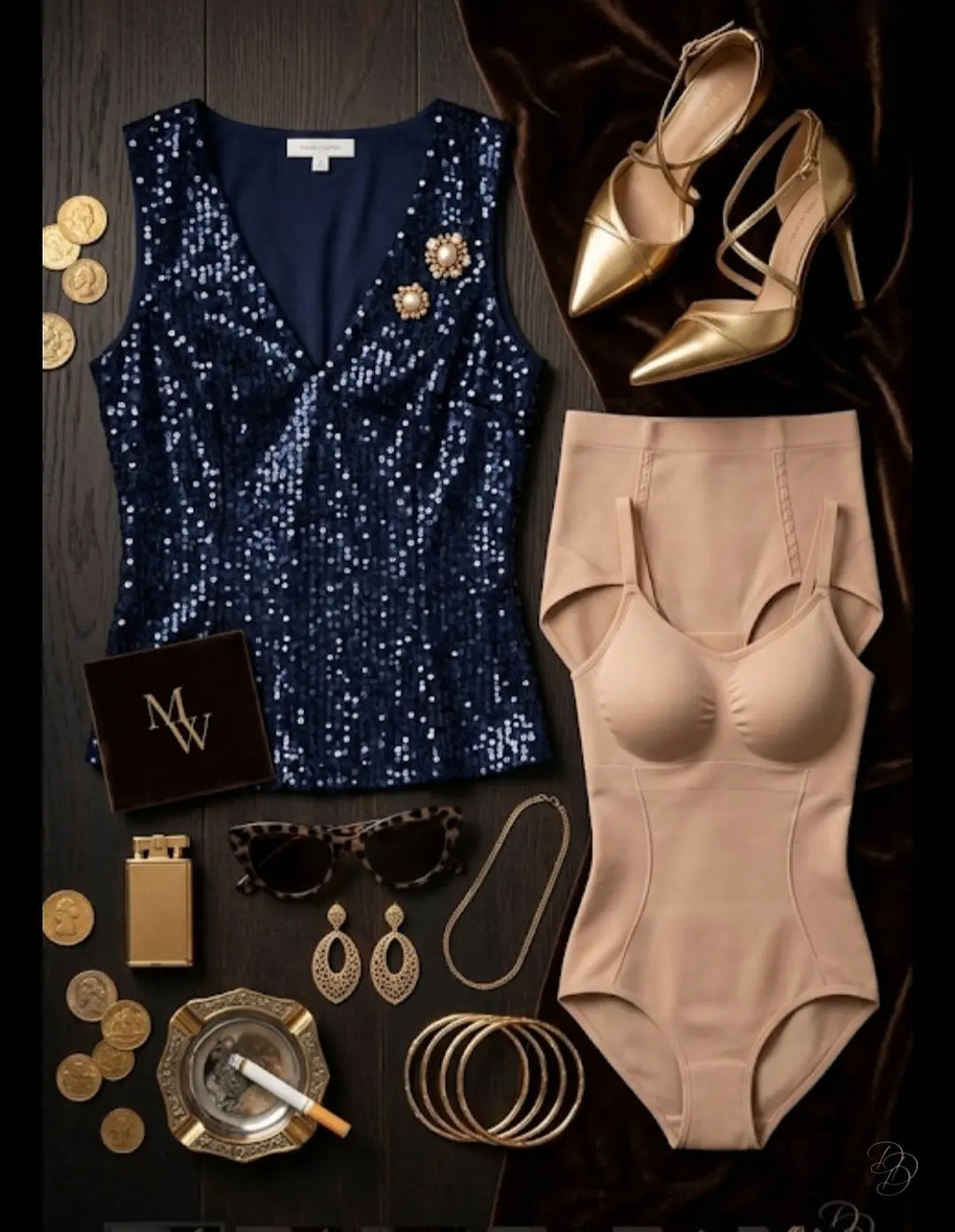 Sequin V-Neck Tank Trendsi
