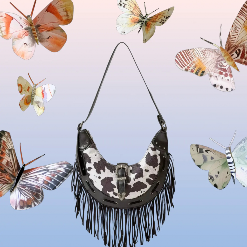 Cow Print Faux Leather Hobo Bag Trendsi