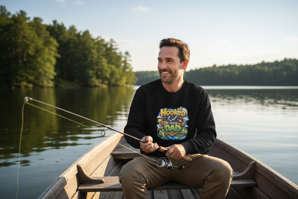 Men's "Hooked On Being a Dad" Premium Fleece Sweatshirt