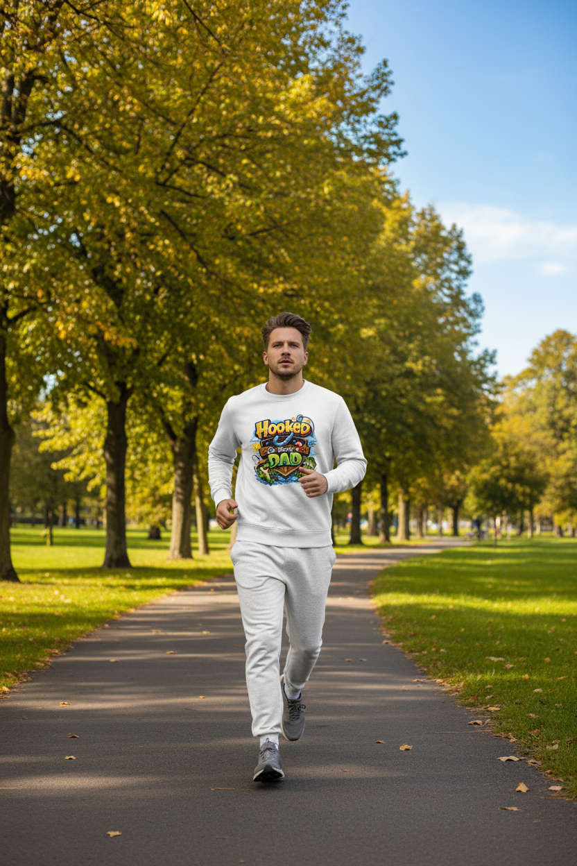 Men's "Hooked On Being a Dad" Premium Fleece Sweatshirt