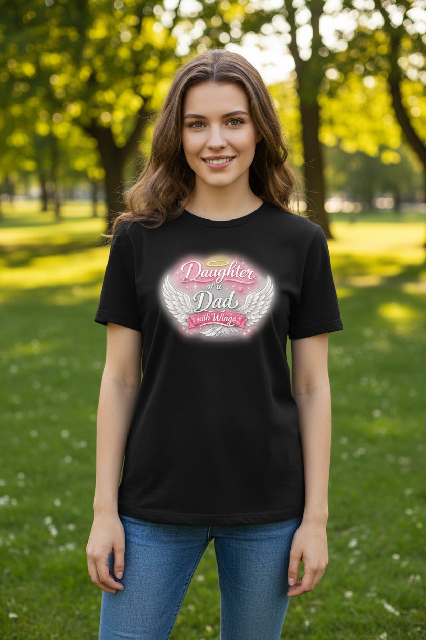 "Daughter of a Dad with Wings" Premium Relaxed Graphic Tee "Daughter of a Dad with Wings" Premium Relaxed Graphic Tee