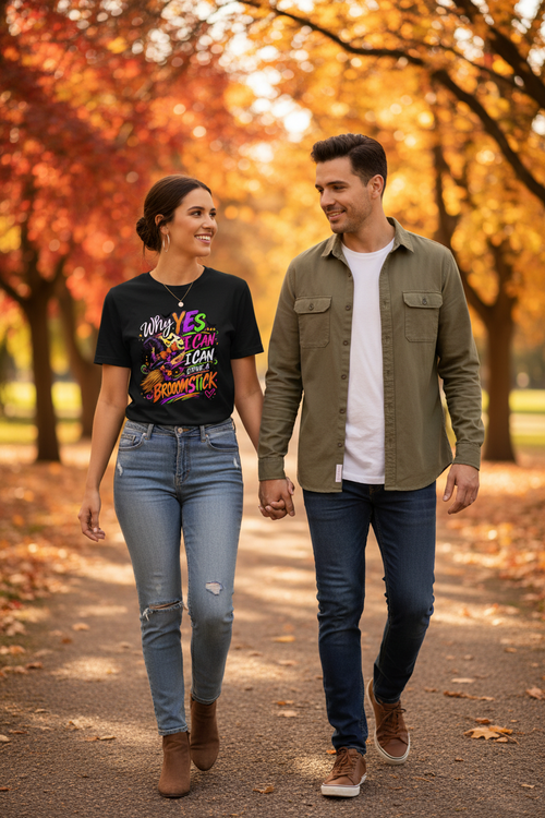 halloween tshirt "Why Yes I Can Drive a Broomstick" Halloween Graphic Tee "Why Yes I Can Drive a Broomstick" Halloween Graphic Tee