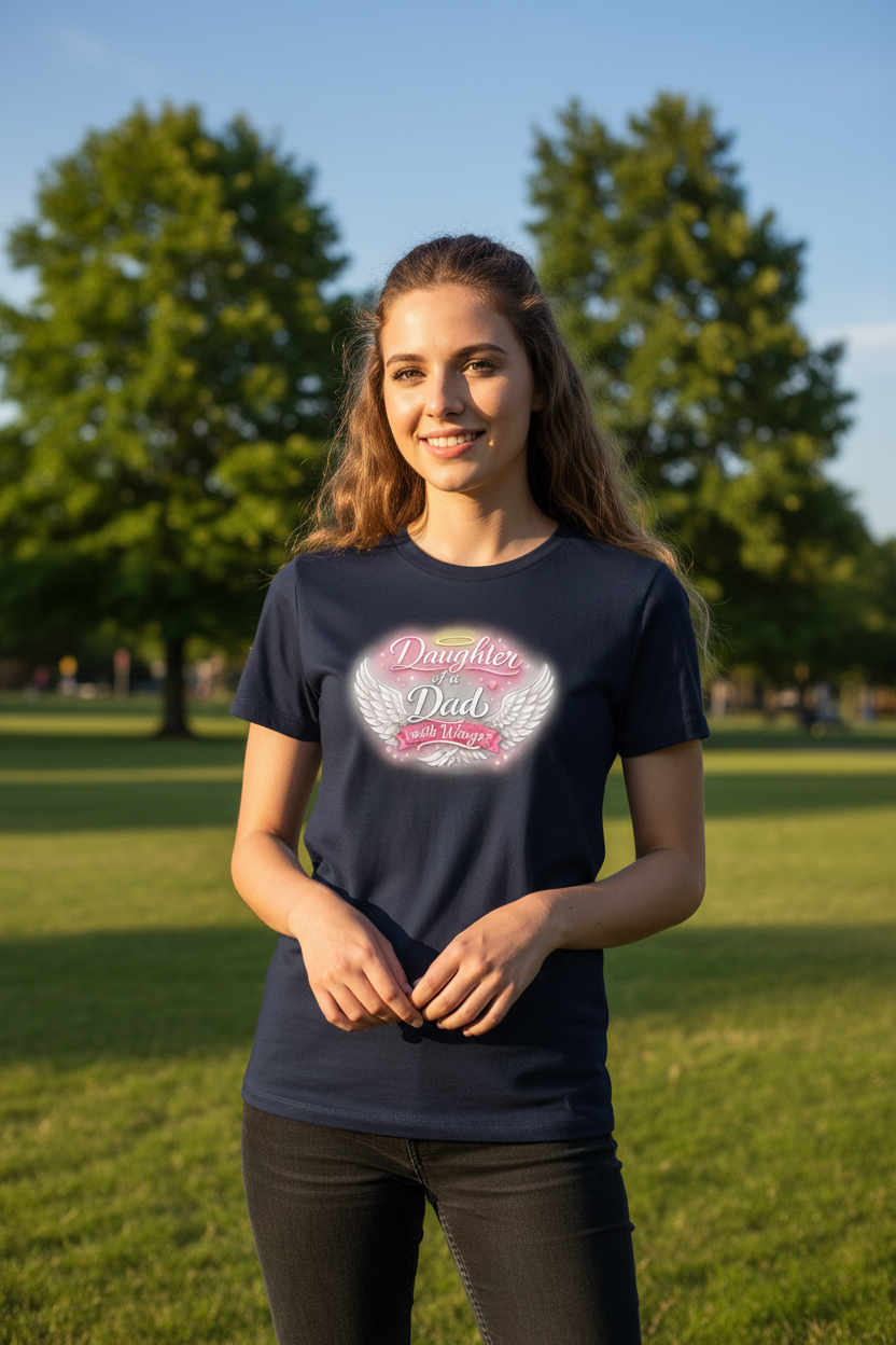 "Daughter of a Dad with Wings" Premium Relaxed Graphic Tee "Daughter of a Dad with Wings" Premium Relaxed Graphic Tee